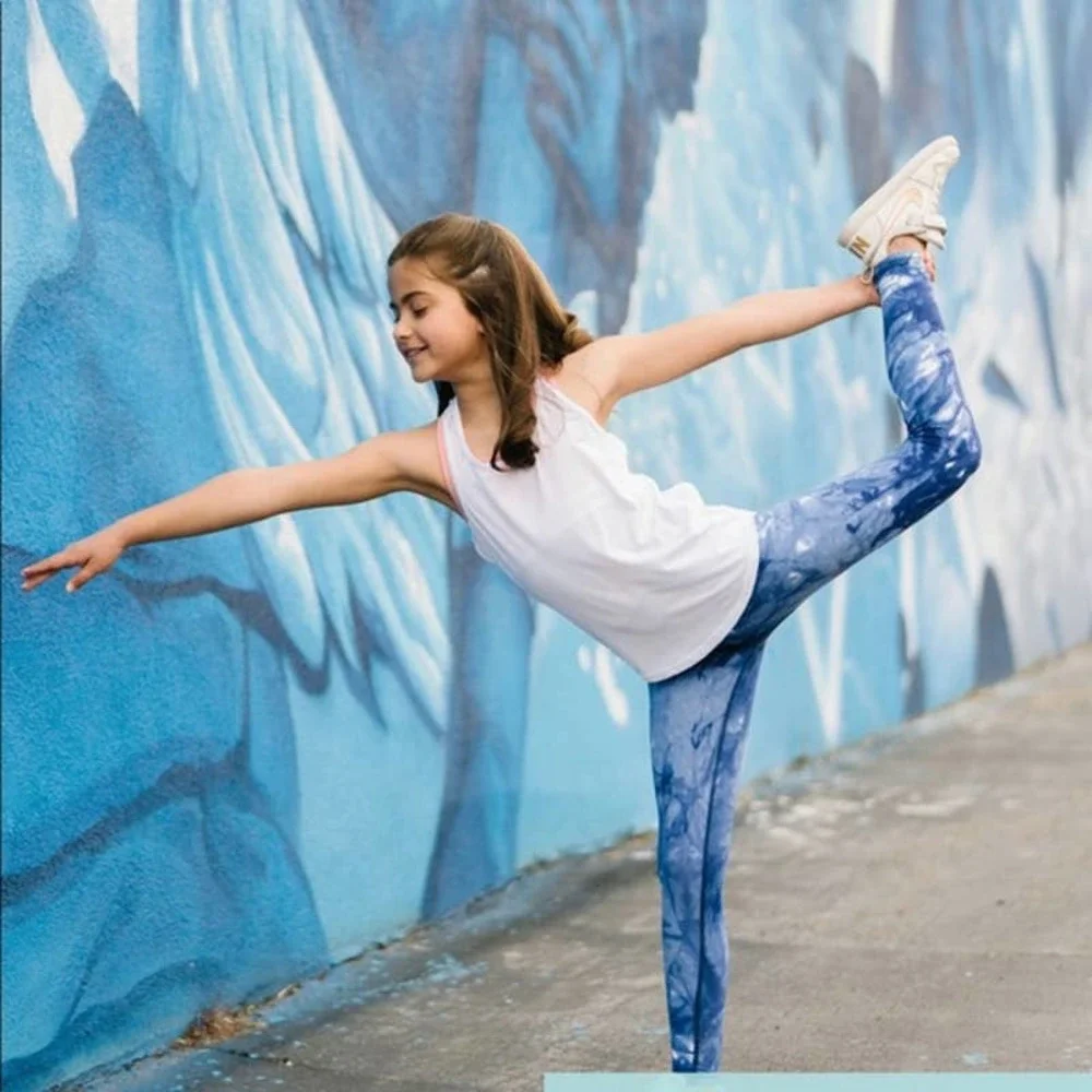 Zyia Active Leggings Girls Small (8-9) Blue Tie Dye Hendrix Light N Tight - Picture 4 of 12